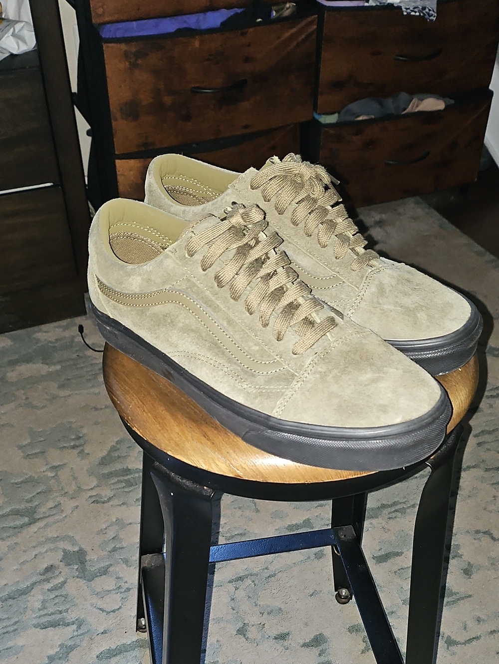 Vans Old Skool "Military Olive Black" Men's Suede Low-Top Casual Sneakers